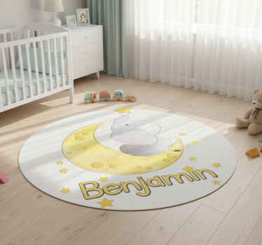 Animal vinyl rug moon and stars with name - TenStickers