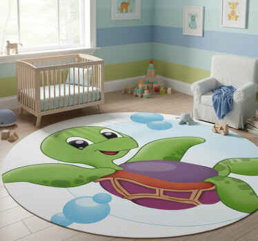 Baby turtle playing animal vinyl rug - TenStickers