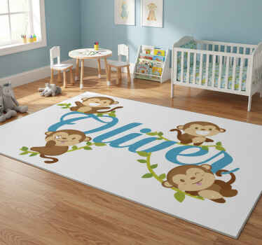 Animal vinyl rug featuring playful monkeys - TenStickers