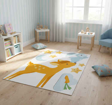 Animal vinyl rug featuring deer and bunny - TenStickers