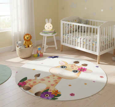 Animal vinyl rug wild africa giraffe girl - TenStickers