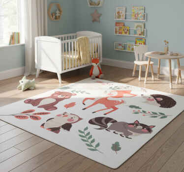 Animal vinyl rug autumn forest creatures - TenStickers