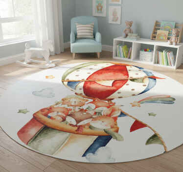 Animal vinyl rug with animals in colorful balloons - TenStickers