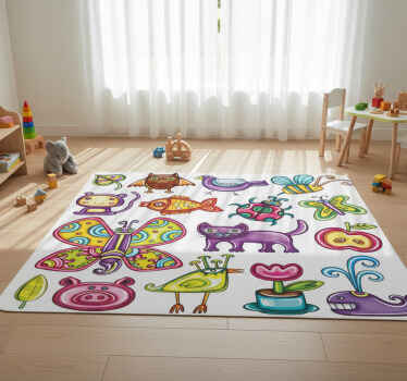 Animal vinyl rug colorful animal stickers - TenStickers