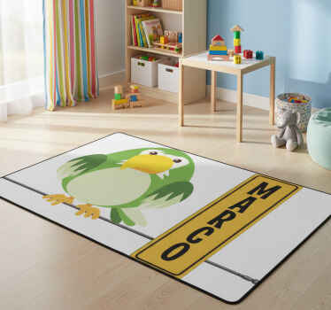 Animal vinyl rug wild parrot with name - TenStickers