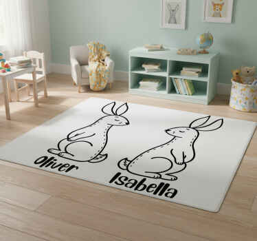 Animal vinyl rug personalised easter bunnies - TenStickers