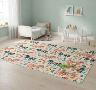 Nordic leaves horse pattern animal vinyl rug - TenStickers