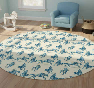 Blue and beige horse pattern animal vinyl rug - TenStickers