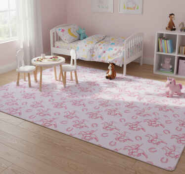 Animal vinyl rug in pink cowboy horse pattern - TenStickers