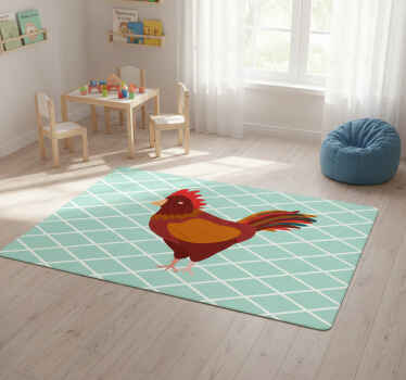 Animal vinyl rug red rooster side view - TenStickers