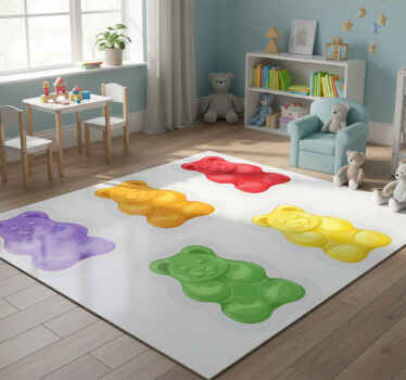Animal vinyl rug colorful bear shapes - TenStickers
