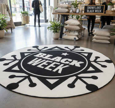 Black friday vinyl rug snowflake sale - TenStickers