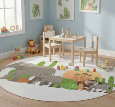 Animal vinyl rug safari animal scene - TenStickers