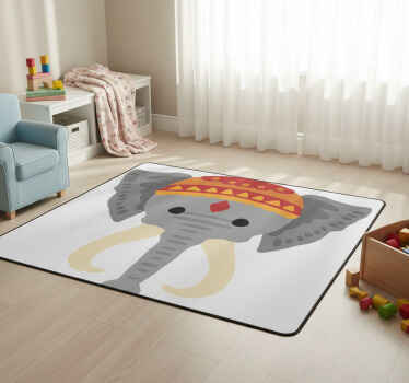 Animal vinyl rug elephant head design - TenStickers
