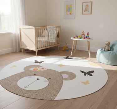 Playful bear motif animal vinyl rug - TenStickers
