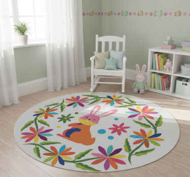 Animal vinyl rug colorful bunny design - TenStickers