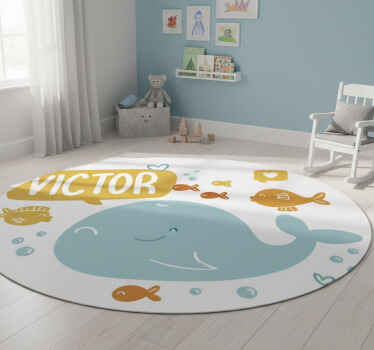 Cute whale design animal vinyl rug - TenStickers