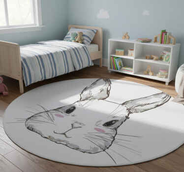 Cute rabbit head animal vinyl rug - TenStickers