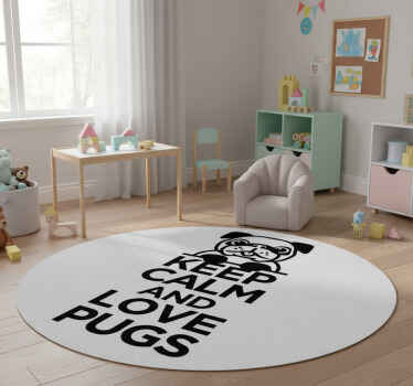 Animal vinyl rug keep calm and love pugs - TenStickers