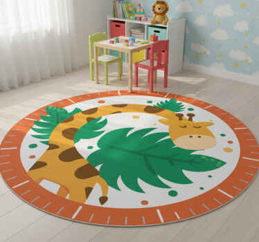 Animal vinyl rug with giraffe children's clock - TenStickers