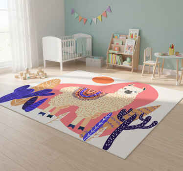 Animal vinyl rug peruvian llama and cactus - TenStickers