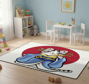 Japanese decorative cat animal vinyl rug - TenStickers