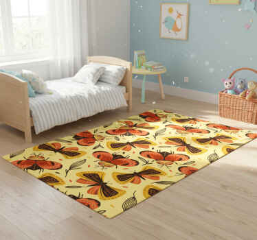 Animal vinyl rug butterfly on flower design - TenStickers
