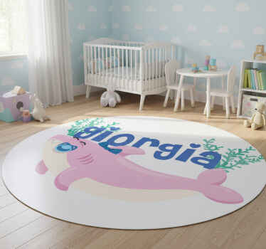Animal vinyl rug baby shark personalized for girl - TenStickers