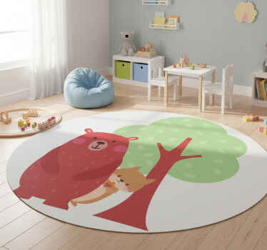 Animal vinyl rug featuring squirrel and bear friends - TenStickers