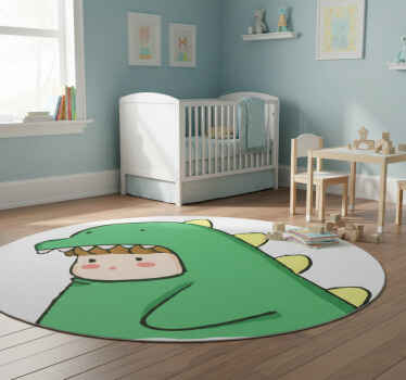 Animal vinyl rug cute human in dinosaur costume - TenStickers
