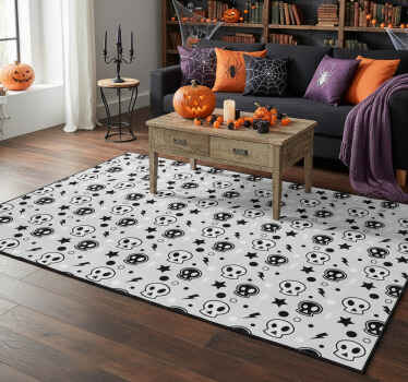 Tappeto vinile halloween teschi grigi e bianchi - TenStickers