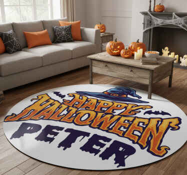 Alfombra vinílica halloween personalizada feliz - TenVinilo