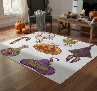 Alfombra vinílica halloween figuras de halloween - TenVinilo