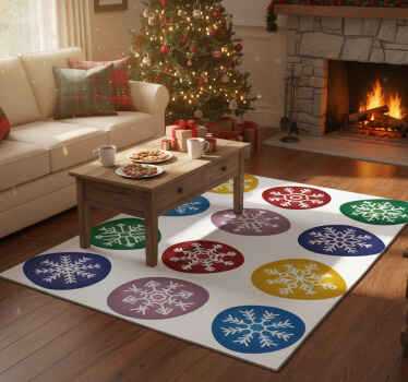Christmas vinyl rug colorful snowflakes - TenStickers