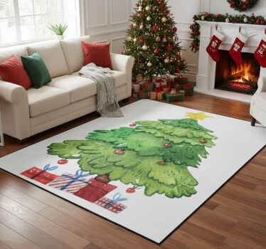 Christmas vinyl rug tree and gifts design - TenStickers