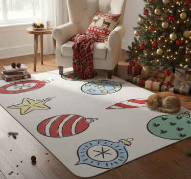 Christmas vinyl rug set of vintage christmas ornaments - TenStickers