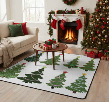 Colorful christmas tree set christmas vinyl rug - TenStickers