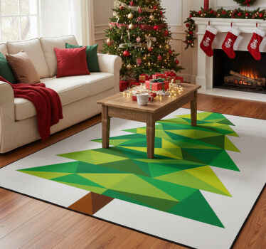 Christmas vinyl rug pine polygonal - TenStickers