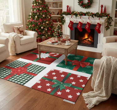 Christmas vinyl rug gift box tile set - TenStickers