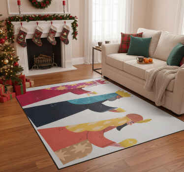 Christmas vinyl rug watercolor three kings - TenStickers