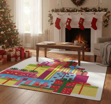 Christmas vinyl rug big pile of gift boxes - TenStickers