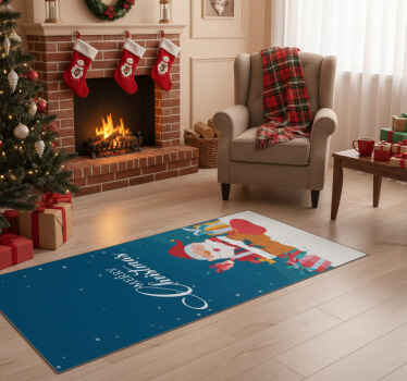 Christmas vinyl rug for a joyful christmas with santa - TenStickers