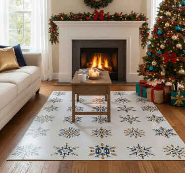 Christmas vinyl rug with 25 unique snowflakes - TenStickers