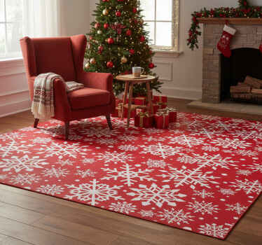 Christmas vinyl rug red snowflakes decor - TenStickers