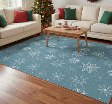 Tappeto vinile natale fiocchi di neve blu e bianchi - TenStickers
