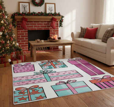 Christmas vinyl rug hand drawn holiday gift set - TenStickers
