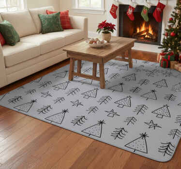 Christmas vinyl rug patterned christmas trees - TenStickers
