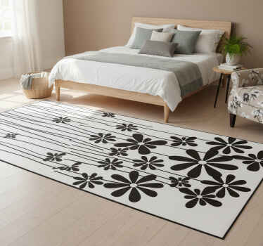 Vinylový koberec s kvetmi veľké čierne kvety - Tenstickers