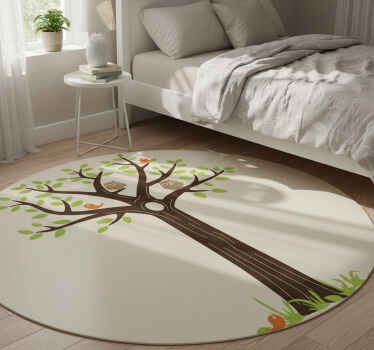 Vinylový koberec s kvetmi s sovami a stromami - Tenstickers