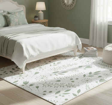 Alfombra vinílica flores hojas verdes con diseño floral - TenVinilo